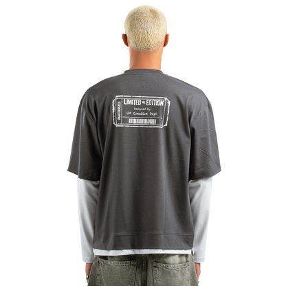 Dark Grey Ticket Double-Sleeve Shirt