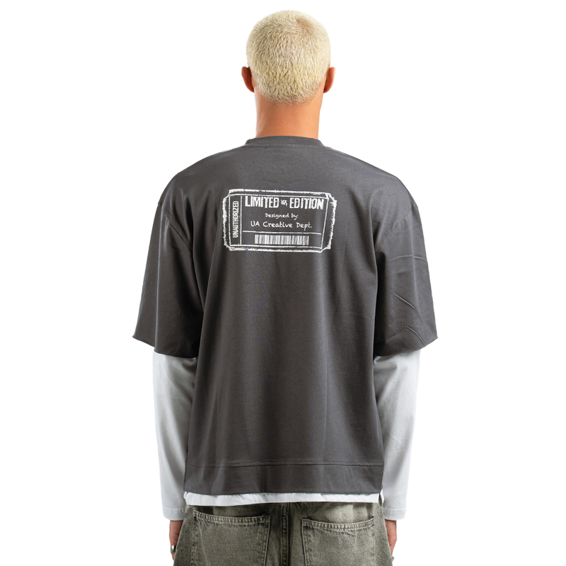 Dark Grey Ticket Double-Sleeve Shirt