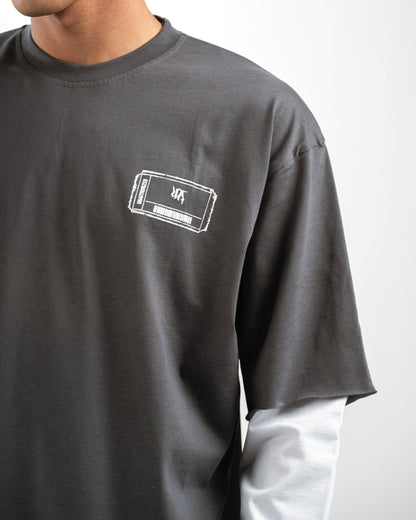 Dark Grey Ticket Double-Sleeve Shirt