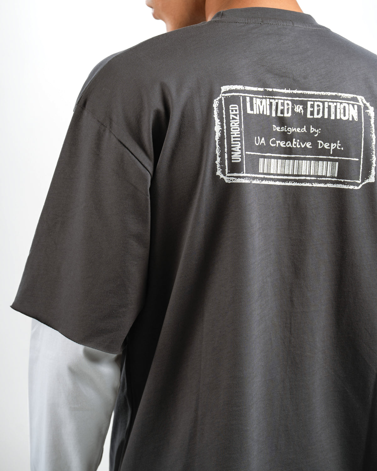 Dark Grey Ticket Double-Sleeve Shirt