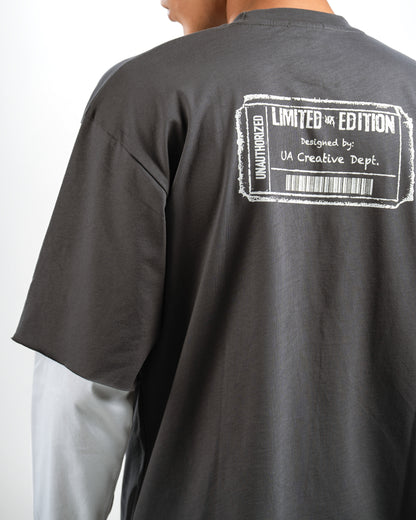 Dark Grey Ticket Double-Sleeve Shirt