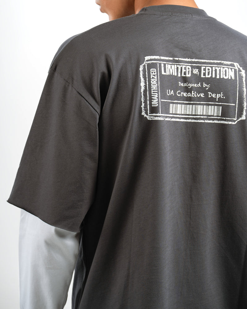 Dark Grey Ticket Double-Sleeve Shirt