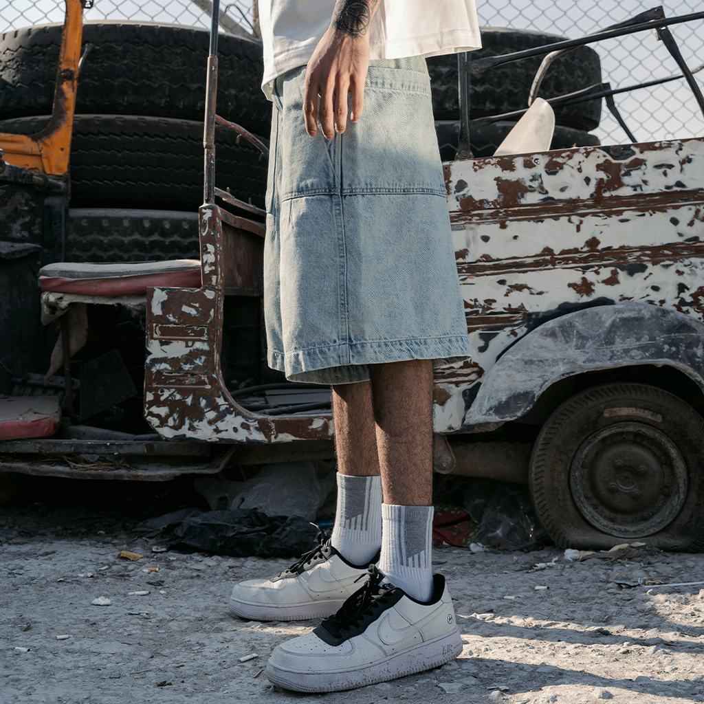 UA Light Washed Baggy Jorts