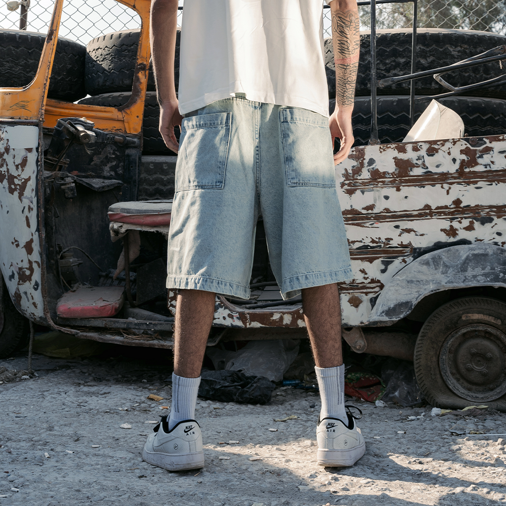 UA Light Washed Baggy Jorts