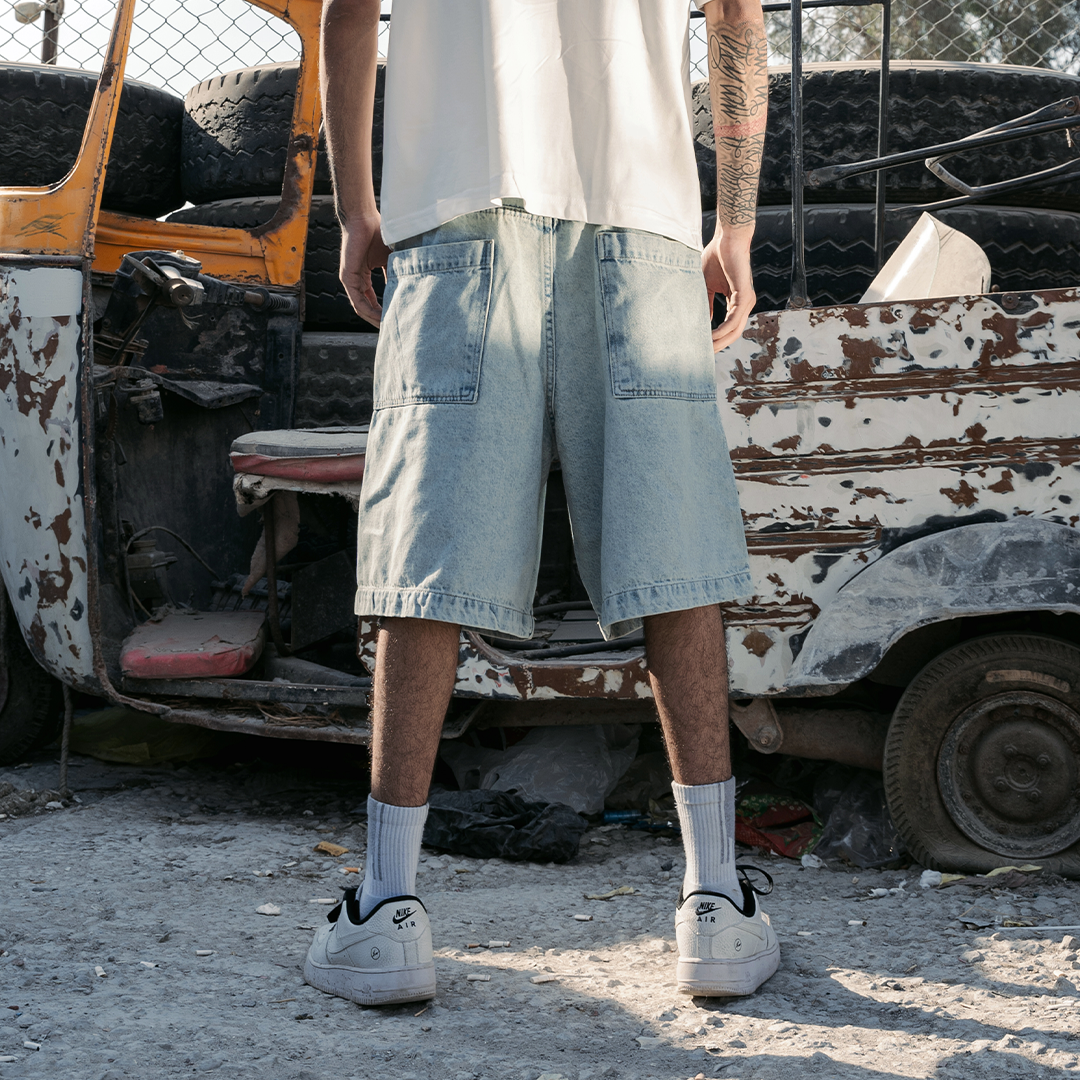 UA Light Washed Baggy Jorts
