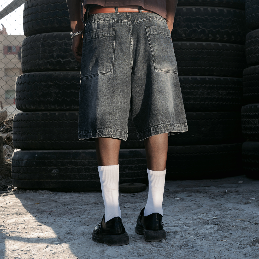 UA Black Washed Baggy Jorts