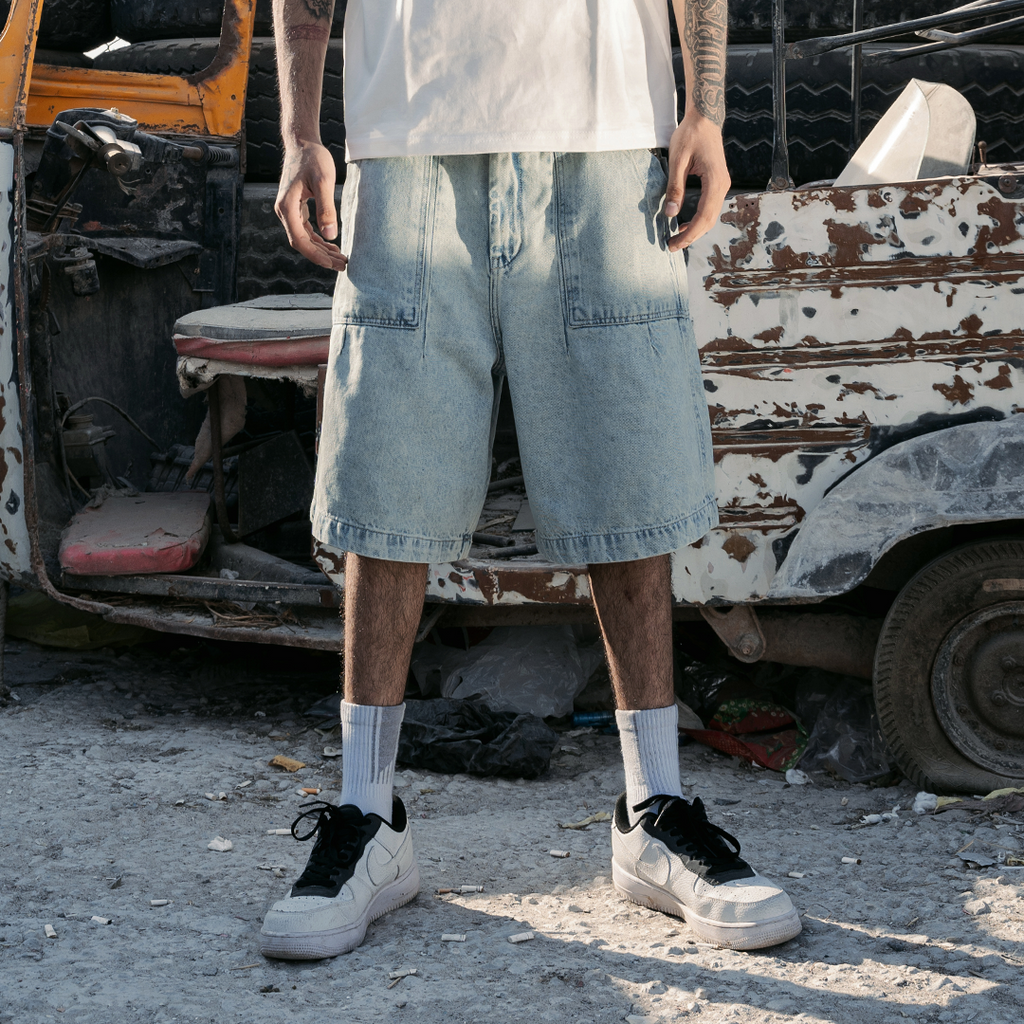 UA Light Washed Baggy Jorts