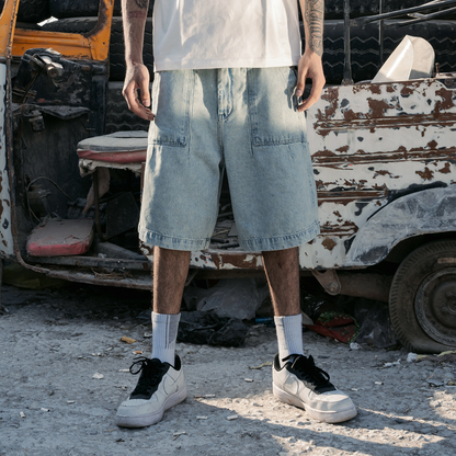 UA Light Washed Baggy Jorts