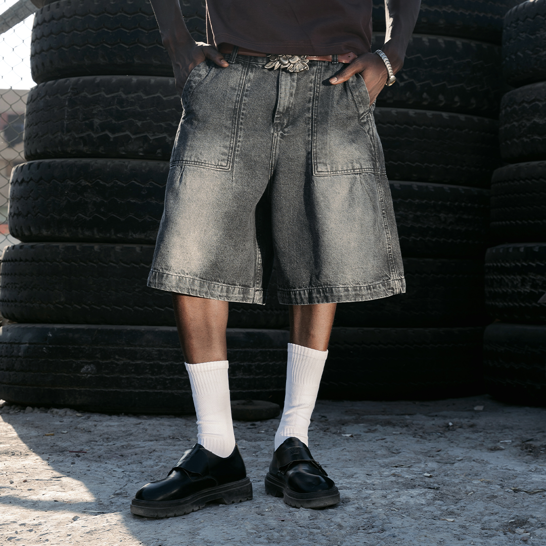 UA Black Washed Baggy Jorts