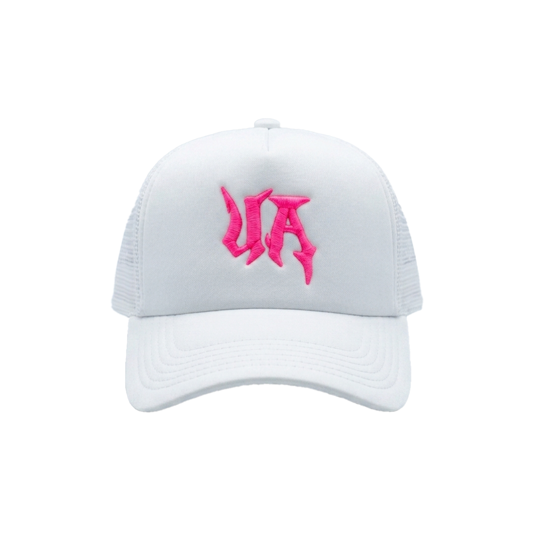 White (PINK) stitched Cap