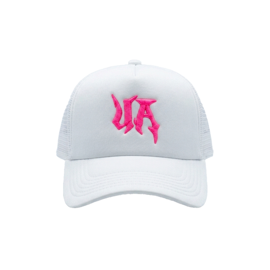 White (PINK) stitched Cap