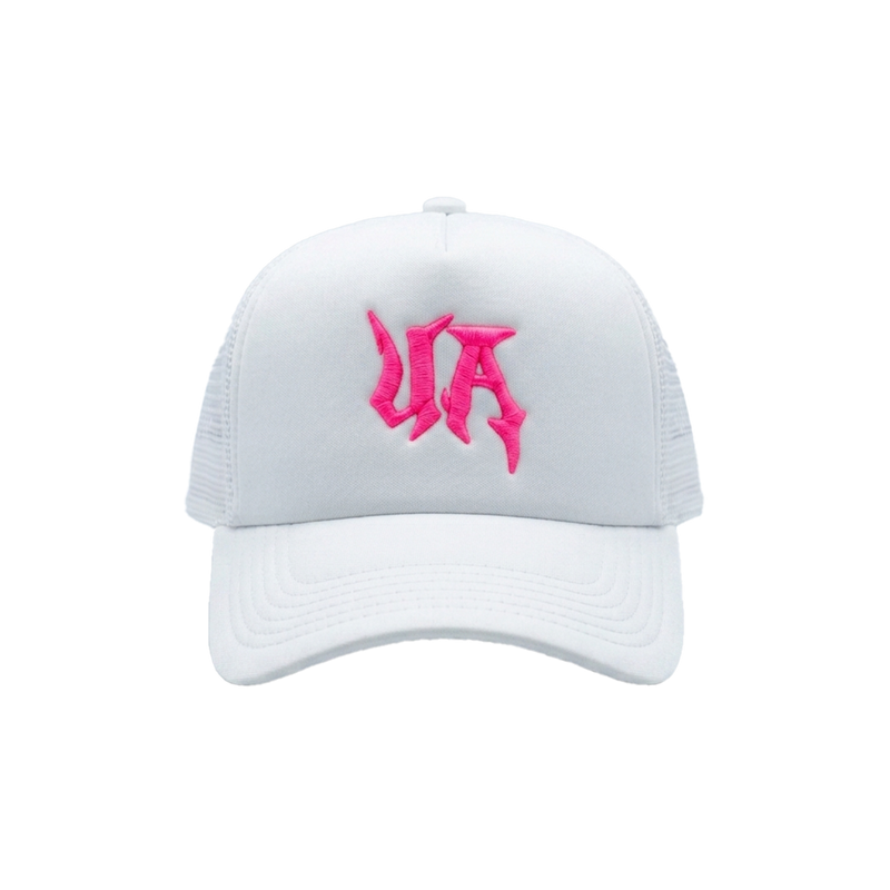 White (PINK) stitched Cap